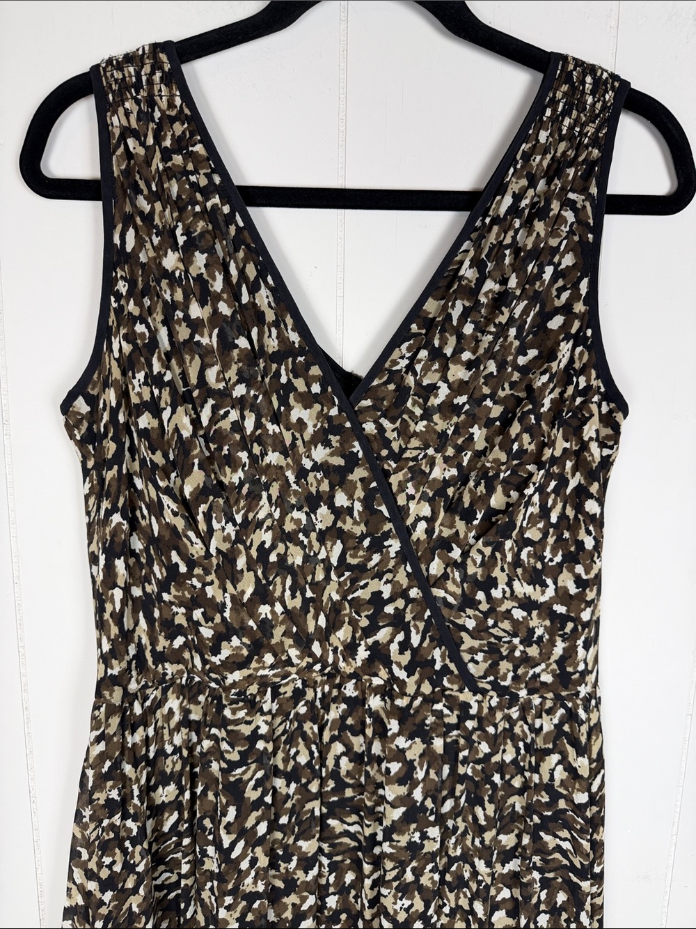 Talbots Pure Silk Vintage Faux Wrap Abstract Camo Print Midi Dress Size 10 - Picture 2 of 15